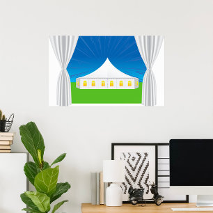 Poster Tenda de Evento Branca Elegante com Cortinas