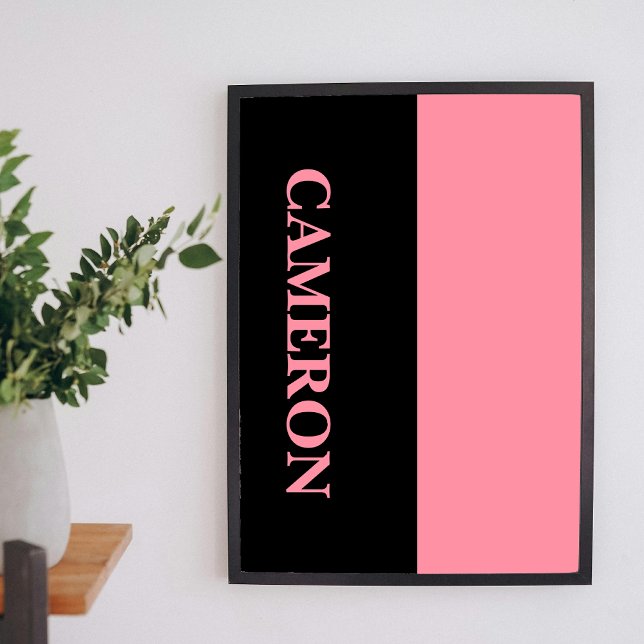 Poster Tendência 2 cores | Nome | Rosa Preto e Salmão (Criador carregado)
