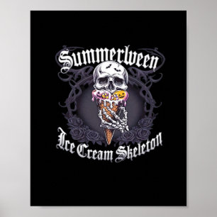 Poster Tendência Clássica de Esqueleto de Summerween IceC