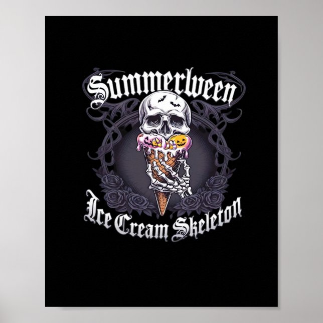 Poster Tendência Clássica de Esqueleto de Summerween IceC (Frente)
