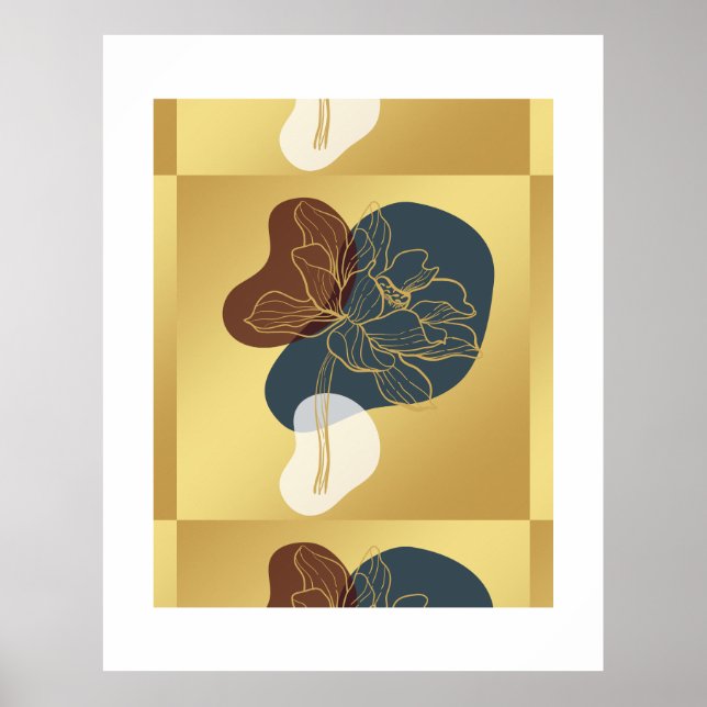 Poster Tendência Contemporânea Monograma Dourado Whimsica (Frente)