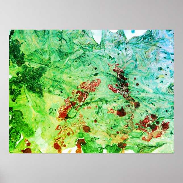 Poster Tendência de Abstrato de Arte Vermelha Azul Verde  (Frente)