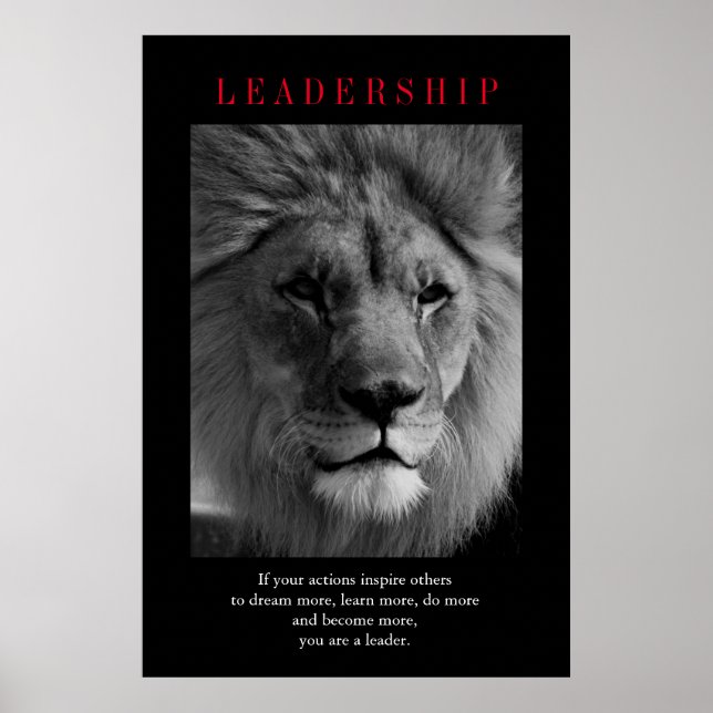 Poster Tendência de Liderança Motivacional Lion Art (Frente)