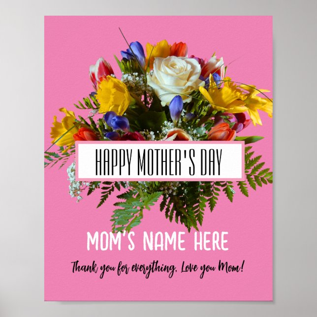 POSTER TENDÊNCIA FLORAL FELIZ DIA DAS MÃES   (Frente)