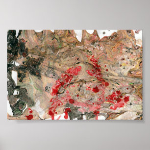 Poster Tendência Verde Castanha-Vermelha Negra-Abstrato M