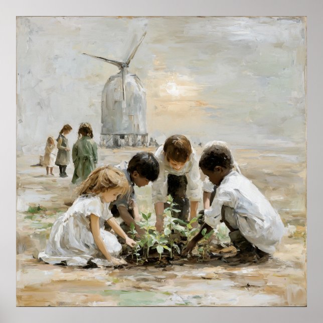 Poster Tending Amanhã: Crianças no Jardim (Frente)