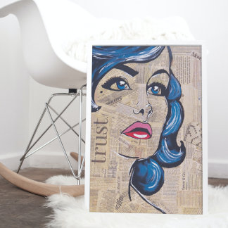 Poster Tendy Blue Pop Art Woman Retraing Eyes