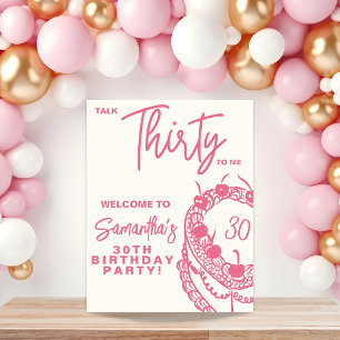 Poster Tendy Pink Fale 30 Para Mim aniversário de 30 anos