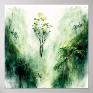 Poster Tendy Watercolor Art Forest Painting Cod.02