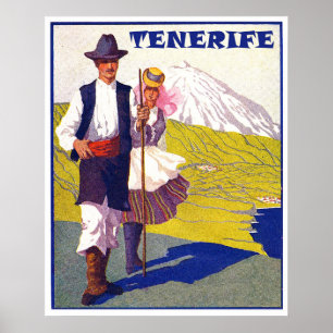 Poster Tenerife, casal dos aldeões, espanha, vintage
