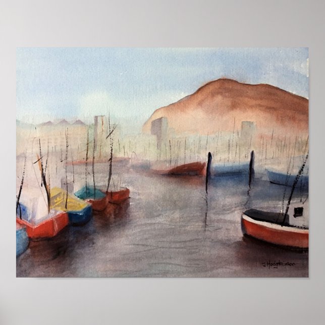 Poster Tenerife, Harbour WATERCOLOR (Frente)