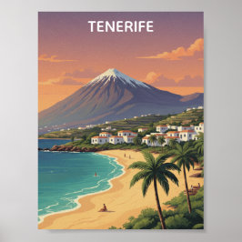 Poster Tenerife Mount Teide Canary Island Vintage Travel