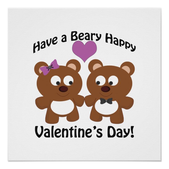 Pôster Tenha um Feliz dia de os namorados Beary! (Frente)