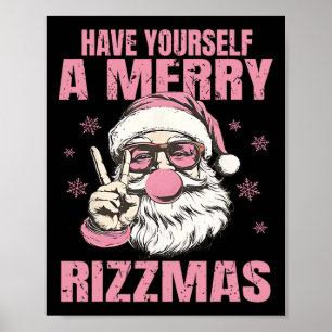 Poster Tenha Um Feliz Rizzmas Funny Pink Santa Ret