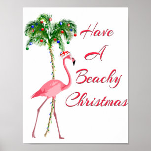 Pôster Tenha Um Flamingo De Natal De Beachê