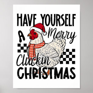 Poster Tenha um Natal Cacarejante e Feliz Galinha C
