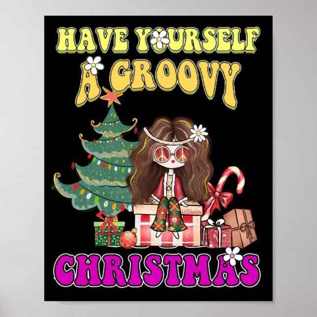 Poster TENHA UM NATAL GROOVY NO estilo 70 (Frente)