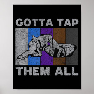 Poster Tenho que Tocar Todos Vintage BJJ Jiu Jitsu Brasil