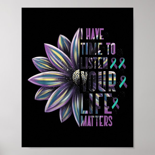 Poster Tenho Tempo Para Ouvir Sua Vida Como Awarenes Suic (Frente)