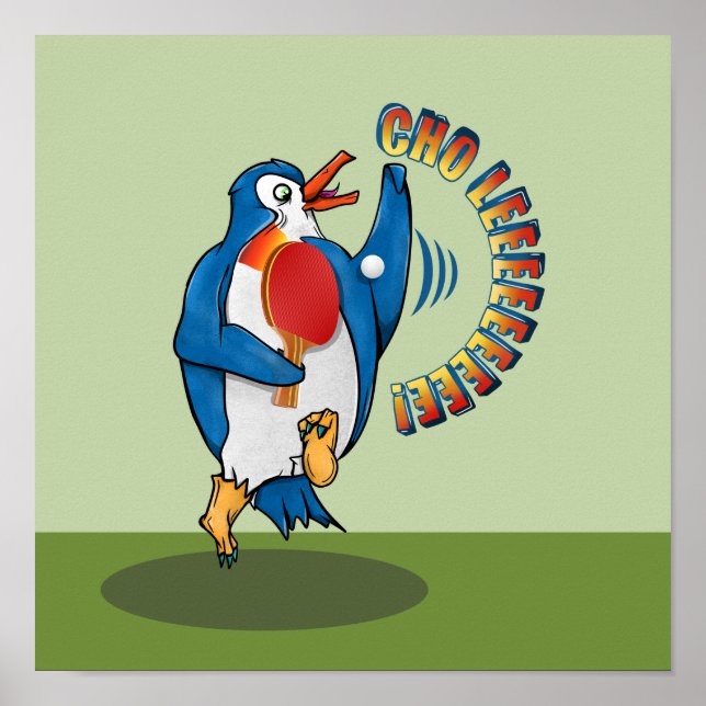 Poster Tênis de mesa de Reprodução de Pinguins (Frente)