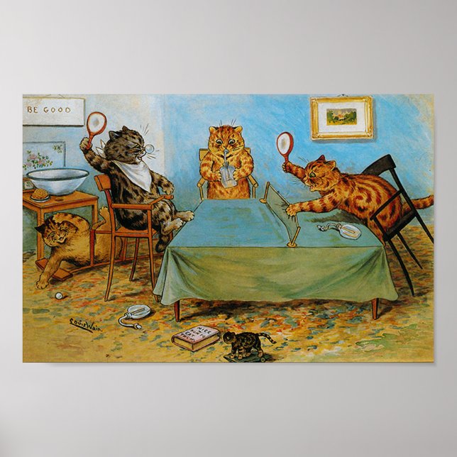 Pôster Tênis de Mesa de Tocar Gato, Louis Wain (Frente)