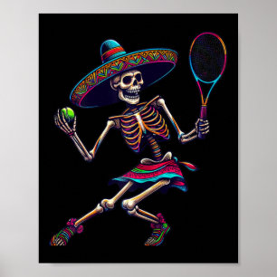Poster Ténis Esqueleto Sombrero Mexicano Cinco De Mayo De