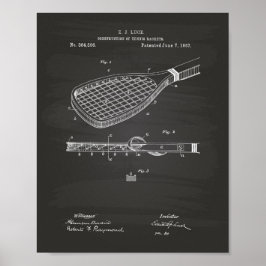 Poster Tênis Racket 1887 Quadro de arte patenteado