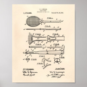 Poster Tênis Racket 1916, Arte Patente - Anterior Peper