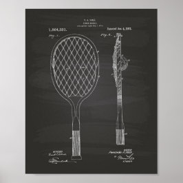 Pôster Tênis Racket 1921 Quadro de arte patenteado