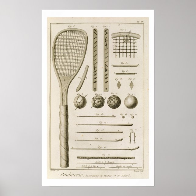 Pôster Tênis Racquets e Billiard Cues, do "Encyc (Frente)