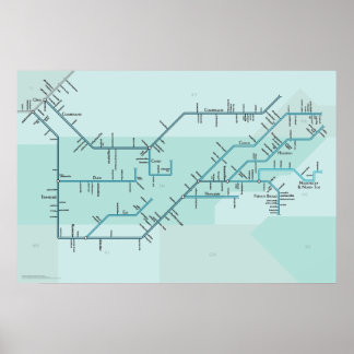 Poster Tennessee e Cumberland Rivers 30" x 20"