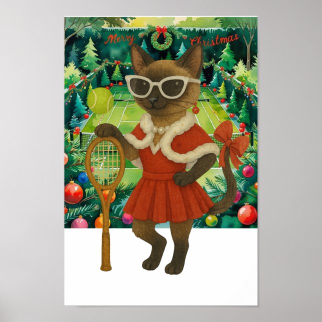 Poster Tennis Christmas Themed dress for cat lovers Poste (Frente)