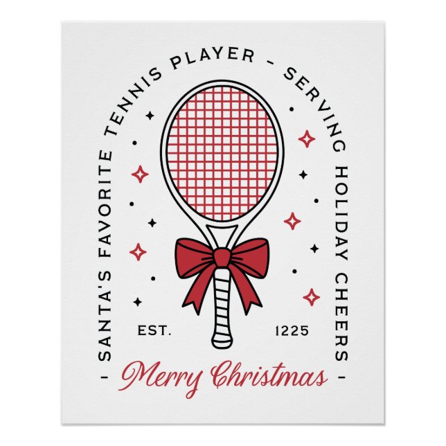 Pôster Tennis merry Christmas funny wishes red aesthetic (Frente)