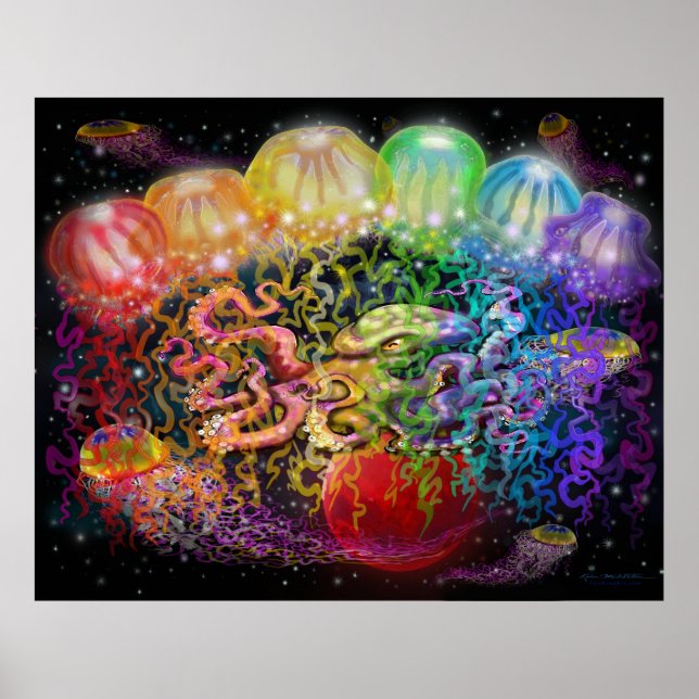 Poster Tentáculos de fantasia espacial (Frente)