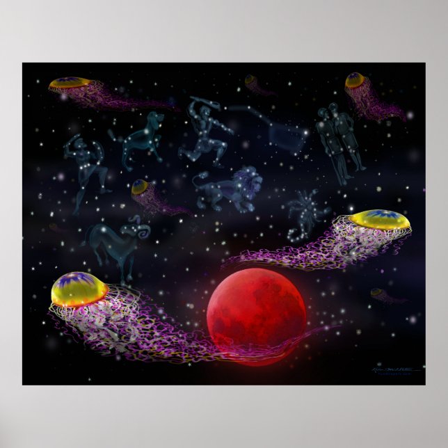 Poster Tentáculos de fantasia espacial (Frente)