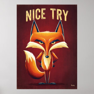 Poster Tentativa Bacana Raposa – Arte Engraçada e Intelig