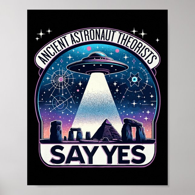 Poster Teóricos dos Astronautas Antigos Dizem Sim Aliens  (Frente)