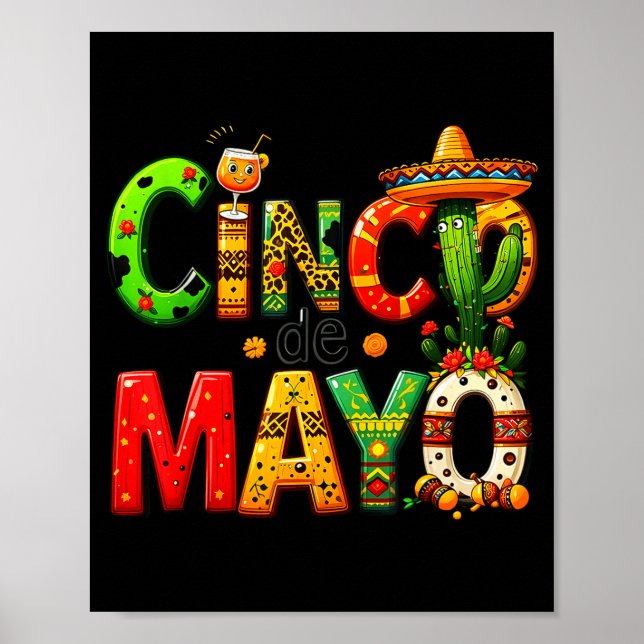Poster Tequila Engraçado Bebendo Cinco De Mayo Festa Mexi (Frente)