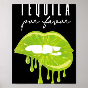 Poster Tequila Por Favor Lime Lips Adult Drinking Cinco D