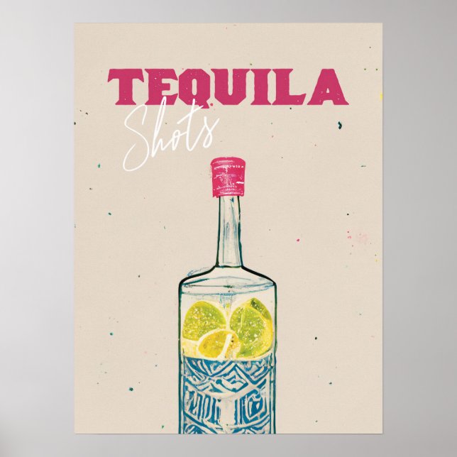 Poster Tequila Tira Arte Retrorna Bar Rosa Mexicana (Frente)
