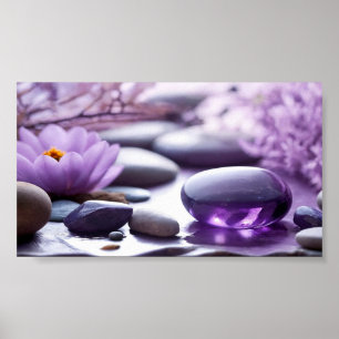 Poster Terapeuta Psicólogo Pedras Zen Violeta Lótus