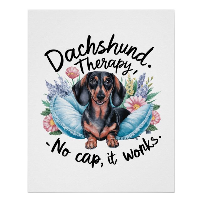 Pôster Terapêutica Dachshund Sem Boné Que Funciona (Frente)