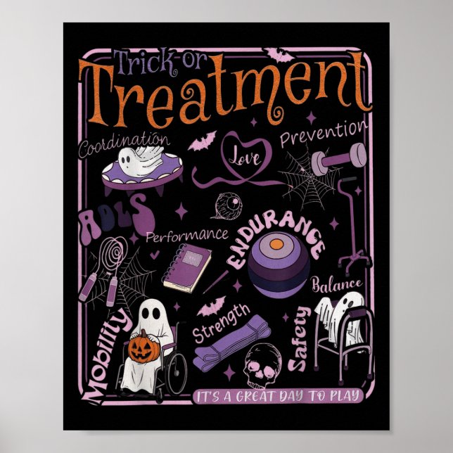 Poster Terapêutica Física Com Truques Ou Pt Halloween (Frente)