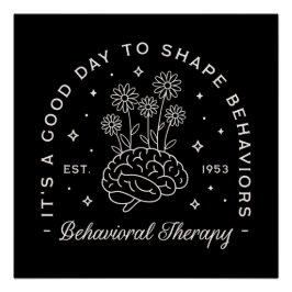 Pôster Terapia comportamental terapeuta cita retro negro