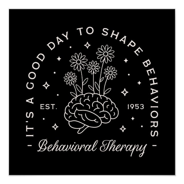 Pôster Terapia comportamental terapeuta cita retro negro (Frente)