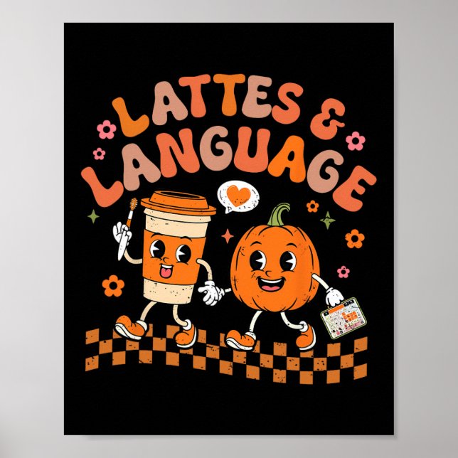 Poster Terapia De Fala Em Groovy Autumn Pumpkin Lattes E  (Frente)