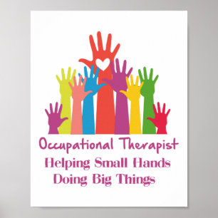 Poster Terapista Ocupacional Ajudando Pequenas Mãos Fazen