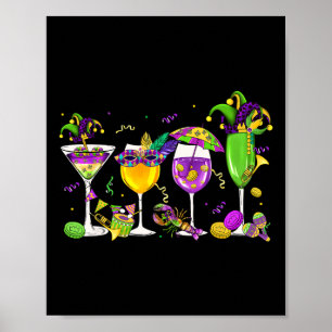 Poster Terça-feira gorda Mardi Gras Wine Gles Bebe Carnav