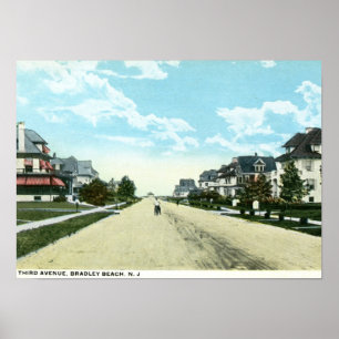 Poster Terceira avenida, praia de Bradley, vintage de NJ