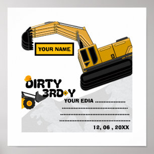 Poster Terceiro aniversário sujo do 3º Y